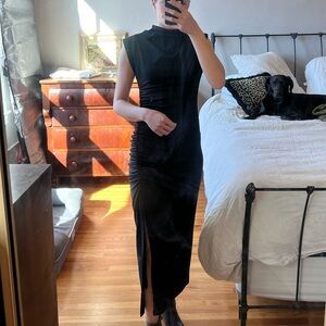 THE MAYA RUCHED COWL-NECK DRESS